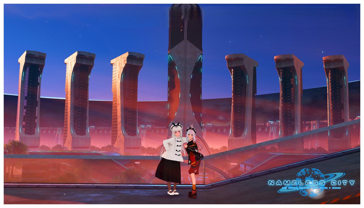 セイルさん回収させていただきました📸
位置選びがとても特別ですね、ネームレスシティの都庁？が一望できる場所
ここも千年前アークスが住んでいた街だよね。一体いつになったら、ここに隠された物語が語られるのでしょうか…
今後ともよろしくお願いいたします🙏

#PSO2NGS_SS #ma7ロゴ #とりにきた