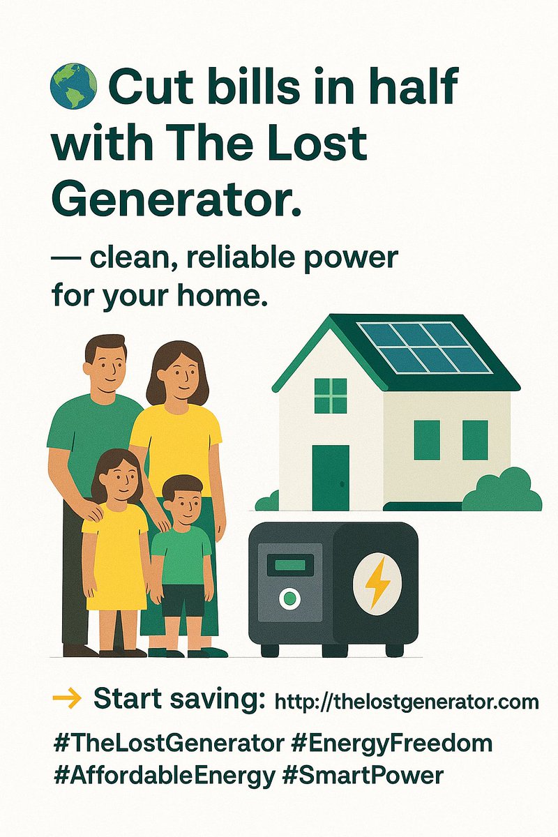 LiveSmartly01's tweet image. 💡What if every morning, you woke up knowing your power is clean, constant, and cost-free?
That’s the lifestyle upgrade with The Lost Generator.
👉 Upgrade your life today: thelostgenearator.com
#TheLostGenerator #GreenLiving #EcoFriendlyHome #RenewableEnergy #EcoSolutions