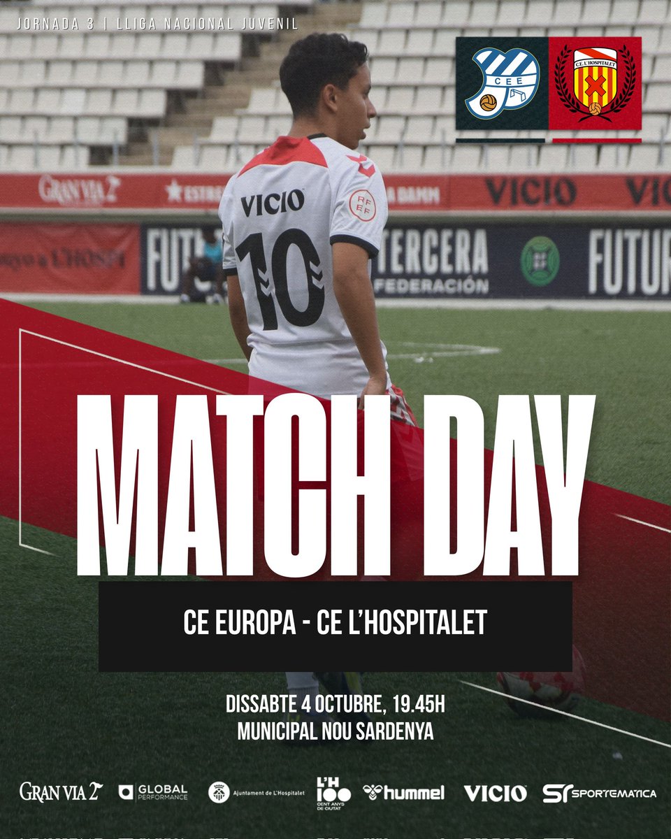 [DIA DE PARTIT]

🏆 #LNJ7 | J3
🕖 19.45h
⚽️ <a href="/CEEuropa/">Club Esportiu Europa</a> - <a href="/CELHospitalet/">CE L'Hospitalet</a>
🏟️ Estadi Nou Sardenya
📲 <a href="/CELHFutbolBase/">CE L'Hospitalet Futbol Base</a>

#EuropaHospi #MatchDayLH
#SomhiHospi #SomFutur⚪️❤️