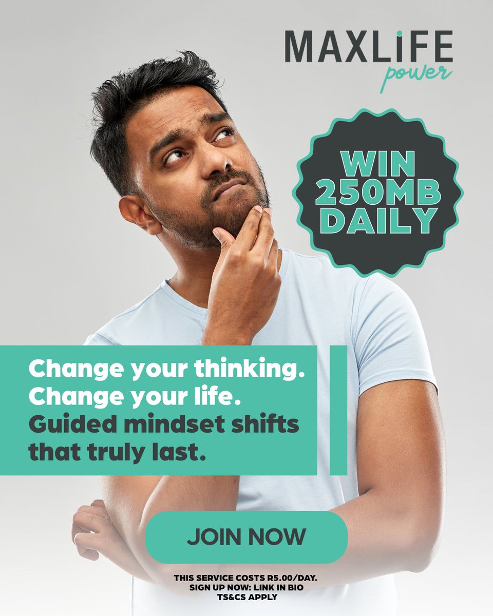 MaxLife_Power's tweet photo. Change your thinking and you change your life. MaxLife Power is built to guide you through powerful mindset shifts that don’t just inspire for a day—they last. 

Sign Up Now for only R5 a day: 
https://t.co/ZTf6Av3yD5
or via the LINK IN BIO.

#MaxLifePower #100DaysToABetterYou https://t.co/X6YkquZpam