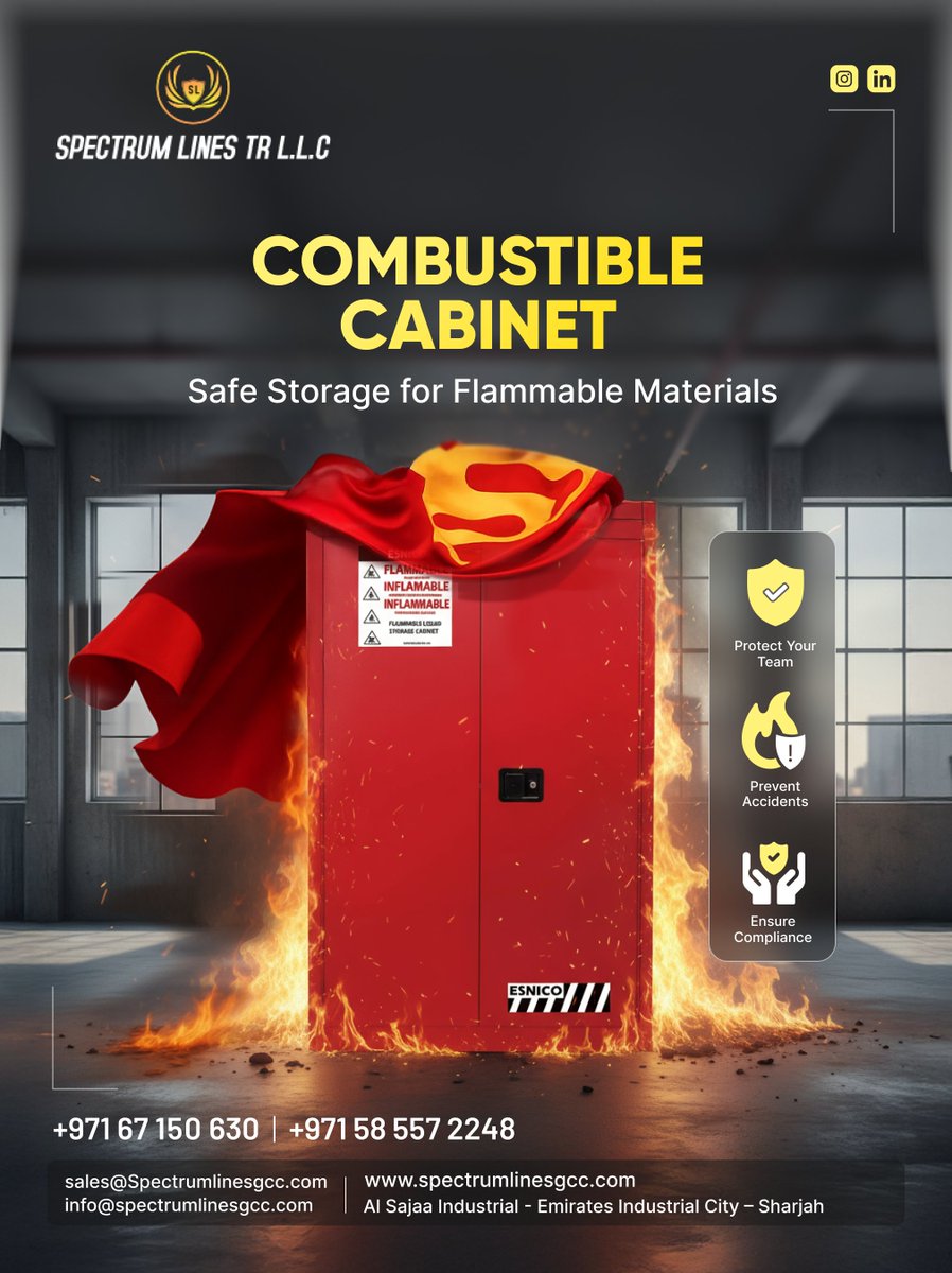 spectrum_lines_'s tweet image. COMBUSTIBLE CABINET – Safe Storage for Flammable Materials🔒

spectrumlinesgcc.com/combustible-ca…

+971 58 557 2248
info@spectrumlinesgcc.com
spectrumlinesgcc.com

#CombustibleCabinet #SafetyFirst #FlammableStorage #WorkplaceSafety #IndustrialSafety