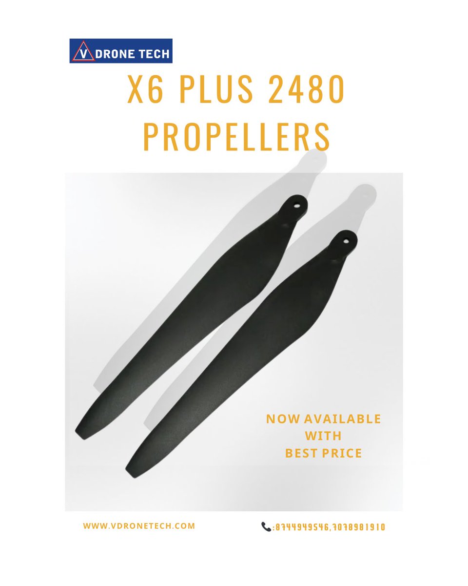 vdronetech's tweet image. 🚁 Upgrade Your Drone Performance!
Introducing the X6 Plus 2480 Propellers – precision-engineered for maximum efficiency and durability.
.
🔧 Now available at the best price!
.
#VDroneTech #X6PlusPropellers #DroneAccessories #UAVParts #DroneUpgrade #Propellers #AerialTech