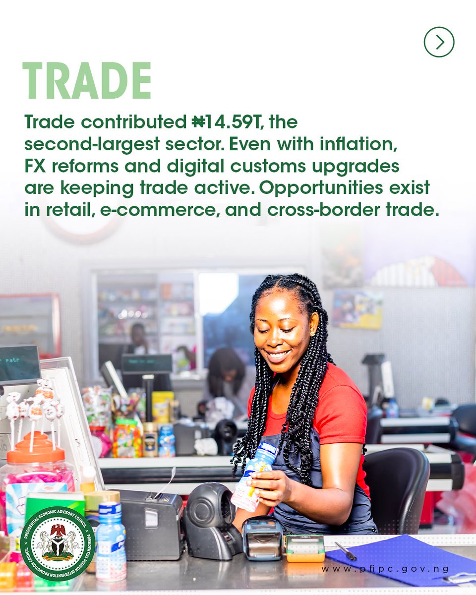 _PFIPC's tweet photo. Nigeria’s economy is growing, and opportunities are everywhere. From Oil &amp; Gas to Trade &amp; Retail, these 5 sectors are creating real, profitable openings for investors.

#PEAC #PFIPC #NigeriaEconomy #LargestSectorsInNigeria #RealEstate https://t.co/biZzt6mPQ2