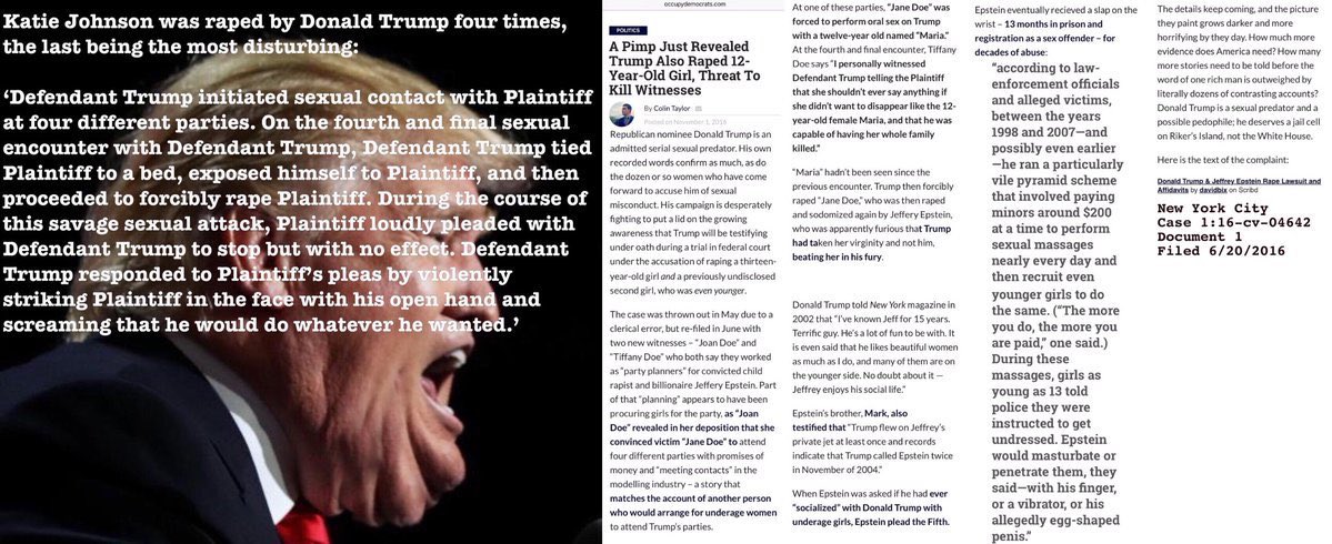 Jkineman's tweet image. ‼️THE UNITED STATES CANNOT HAVE A PRESIDENT WHO RAPED CHILDREN‼️

• RELEASE THE EPSTEIN FILES
• DOCUMENT RAPE VICTIM TESTIMONY

Victim testimony detailing how Trump raped them is SUFFICIENT GROUNDS FOR REMOVAL
#TrumpPedoFiles #TrumpEpsteinCoverup

🔗 cdn.factcheck.org/UploadedFiles/…