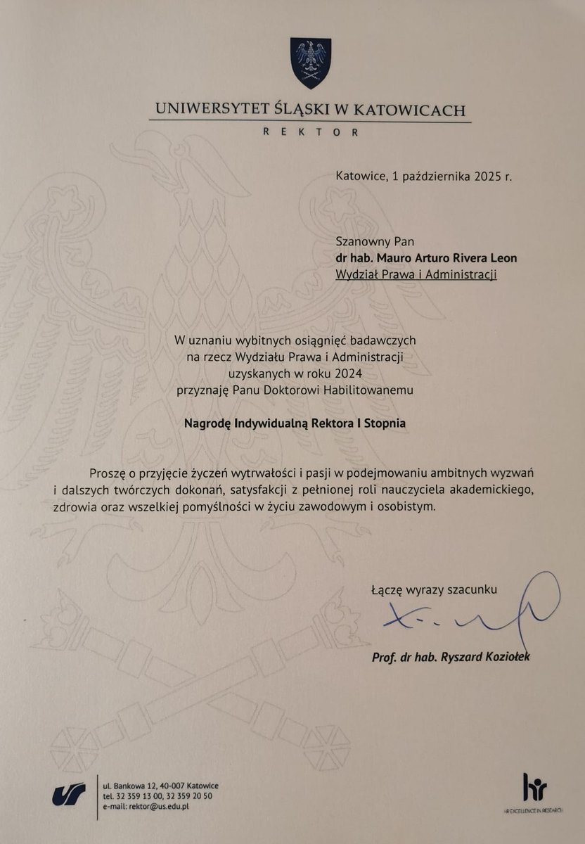 I am thrilled to have been awarded the Highest Rector’s Award for research conducted in 2024. 

Getting such a distinction from my Faculty is not only a source of pride but of motivation to keep going.