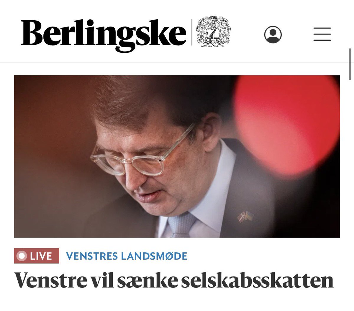 Fremragende forslag fra <a href="/troelslundp/">Troels Lund Poulsen</a> og <a href="/venstredk/">Venstre</a>! 👏 At få sænket selskabsskatten er en af de bedste investeringer i fremtiden, vi som samfund kan lave lige nu. For hvis vi vil fortsætte de gode tider, er DK erhvervsliv nødt til at være konkurrencedygtige med vores EU naboer.