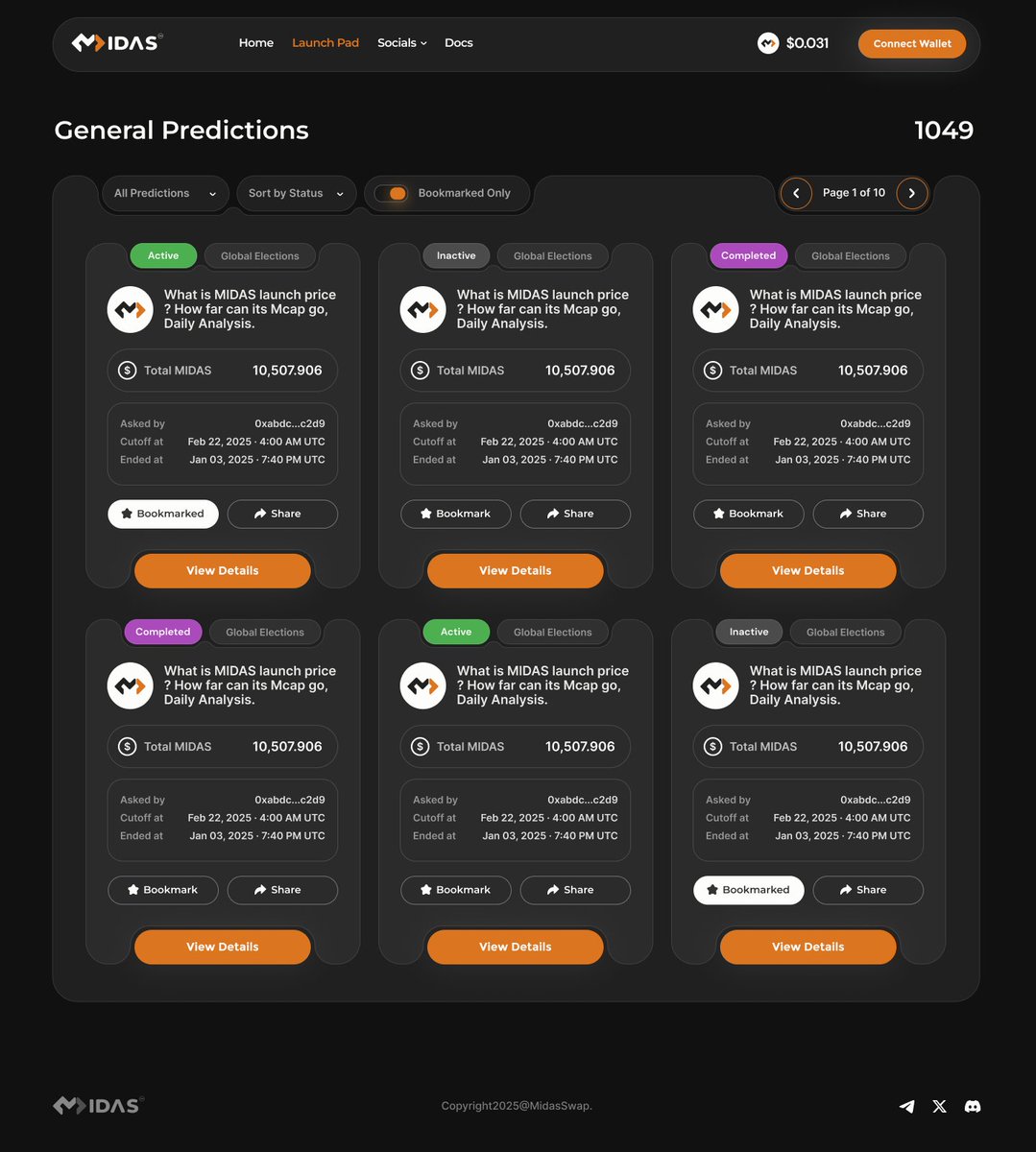 MidasSwap's tweet image. Midas isn't just a DEX but with full DeFi ecosystem. Ever wonder if you can use $BTC for all prediction market like you did on @Polymarket?
Here is #MidasSwap on @midl_xyz, we provide you a place where you can use your $BTC and to earn extra rewards exclusively on #MidasSwap