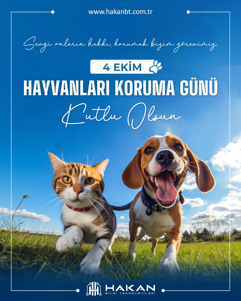 Bugün 4 Ekim Hayvanları Koruma Günü ❤️
Sevgi, dostluk ve merhametle minik patilere sahip çıkalım.

#4ekimhayvanlarıkorumagünü🐾