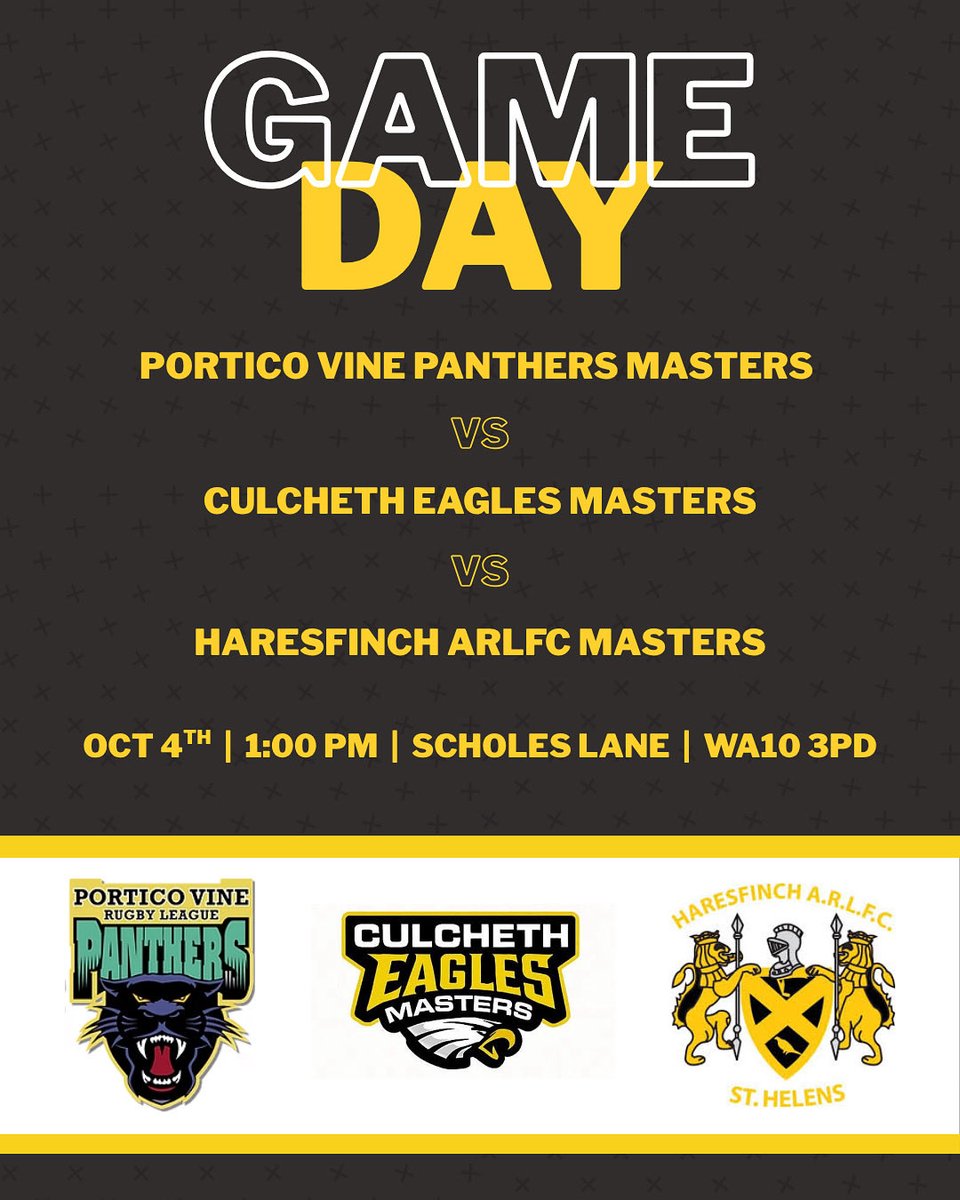 EaglesMastersRL's tweet photo. It’s game day! Come and join us for 3 games of Masters RL vs. @PorticoVineRLFC and @HaresfinchR Masters teams!

📍 Scholes Lane, St Helens, WA10 3PD
🕣 1:00pm https://t.co/pWoUwMSRMF