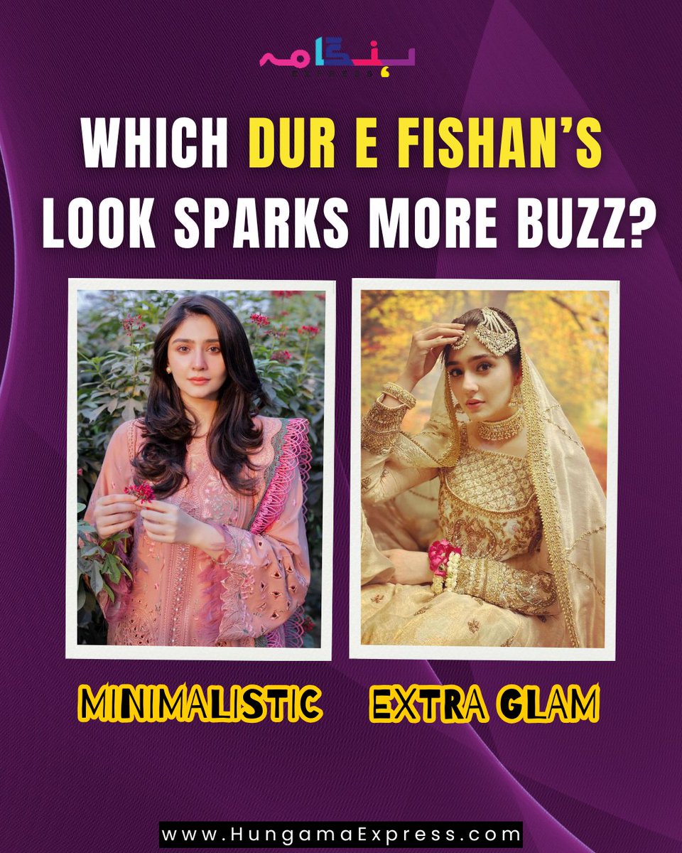 HungamaExpress's tweet image. Which Dur e Fishan Look Sparks More Buzz?
She slays in both — but what steals the show for you?

Minimal &amp;amp; Effortless Beauty
Extra Glam Diva Vibes

#DureFishan #MinimalLook #GlamLook #PakistaniCelebs #StyleIcon #ShowbizStars #HungamaExpress