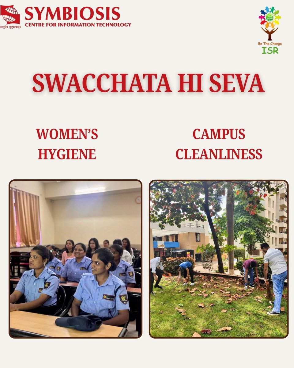 scitisr's tweet photo. SCIT marked Swachhata Hi Seva 2025 on Oct 2 with 🧹 Campus Cleaning &amp; 🌸 Women’s Wellness Awareness, advancing #SDG3 &amp; #SDG11 for a cleaner, healthier, sustainable tomorrow💚
#SCIT #SIU #MBA #SYMBIOSIS #SCITISR #WomensWellness #CleanAndGreen #HygieneAwareness #SustainabilityGoals https://t.co/Ab3UMv2ZeM