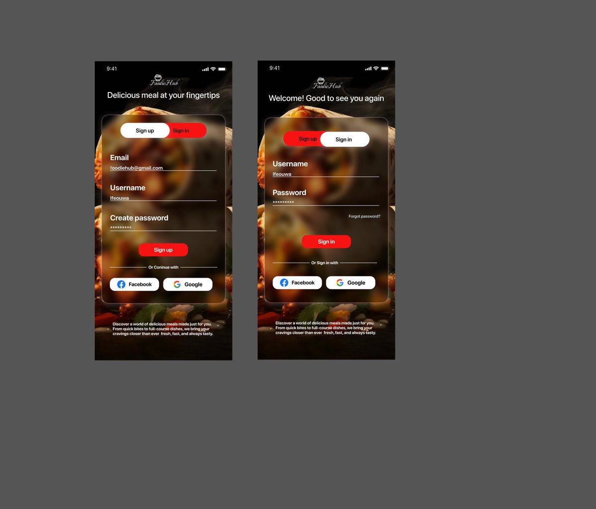 ThatTechGirll's tweet photo. I was given an assignment in class to design a login and signup page for a food app. If you were my teacher, how would you grade me on a scale of 1–10?
#webdesigner
#uiuxdesign
#Students https://t.co/PG3MDX2oCp