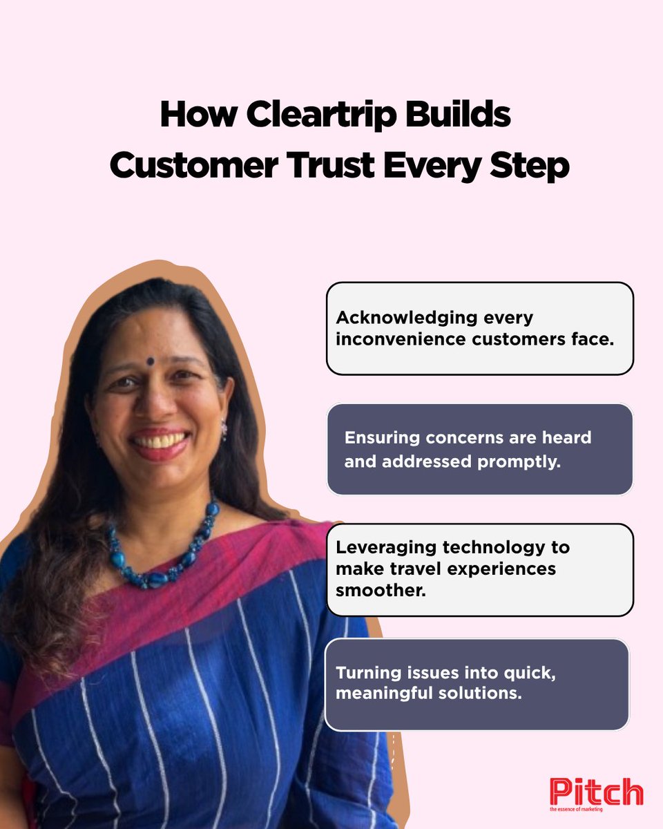 Human Touch Remains Indispensable in our Journey.
Priyaah Sundaram, Head, VP, Customer Experience and Fulfilment, <a href="/Cleartrip/">Cleartrip</a>.

Read the full story by - pitchonnet.com/brandtalk/huma…

#Cleartrip #PriyaahSundaram #CustomerExperience #TrustRestoration #CXInnovation #pitch #marketing