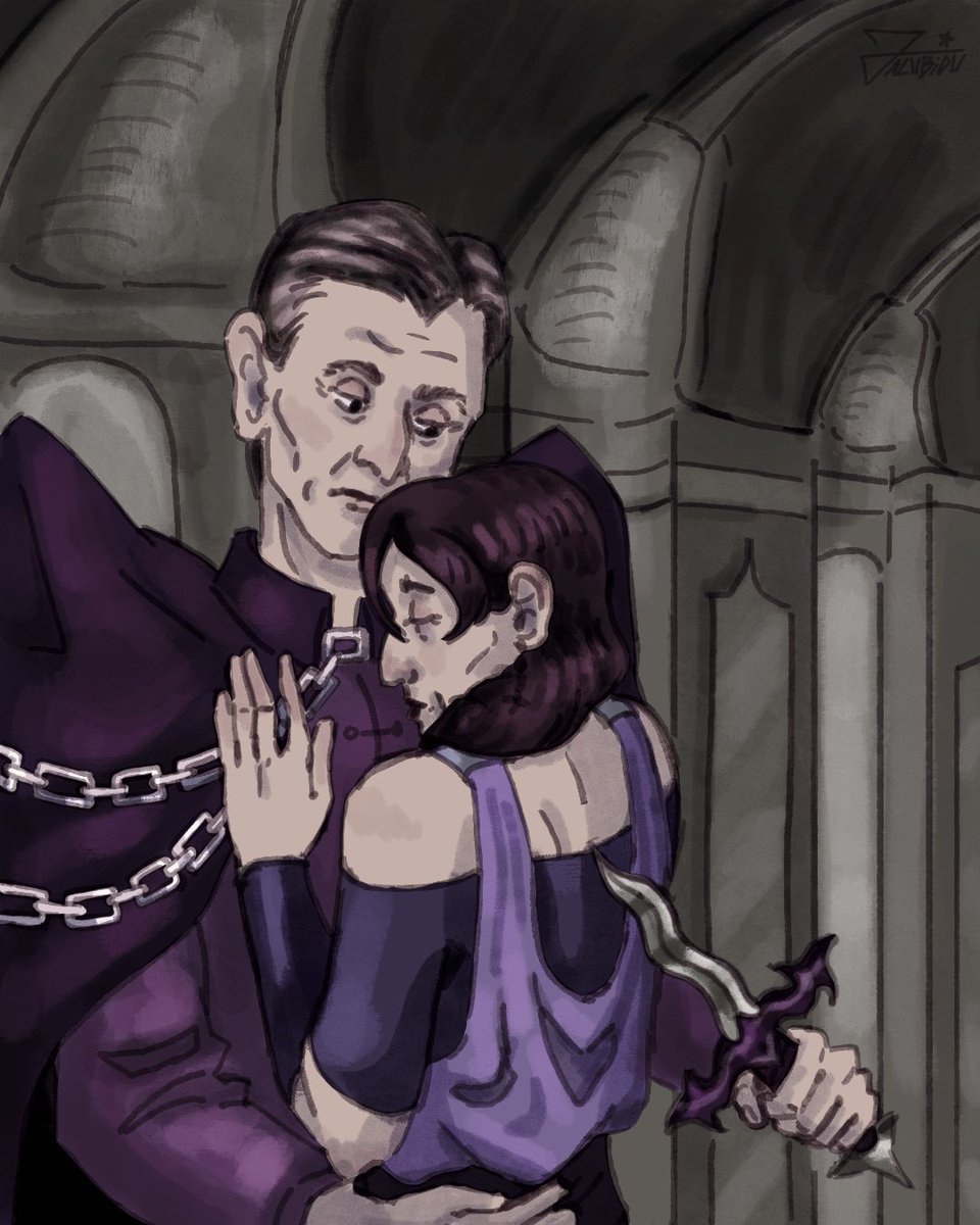 Day 3: Cuddles
Shivanna keeps her acting going while she's with the king Soene, but he can't be fooled that easily, therefore he puts his mask, joins the show and the finale comes through a cold-handed embrace of death.

A bit too late today but it's done

Oc-tober <a href="/Karolushek/">Karol</a>