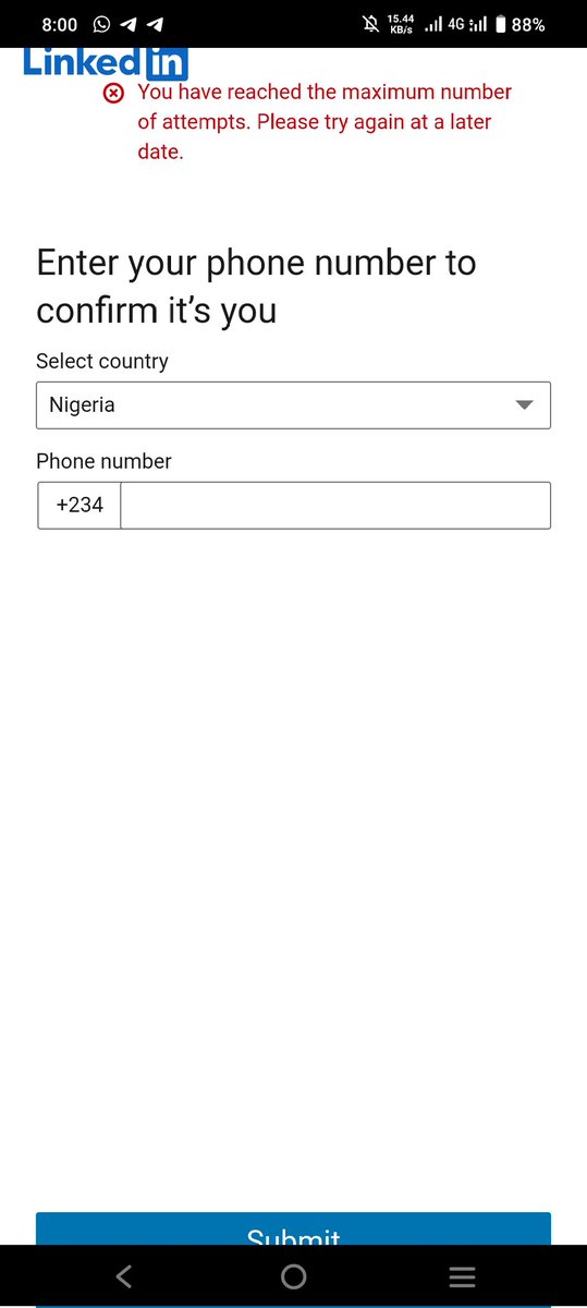ominisolo11's tweet photo. @LinkedInHelp Greetings admin. I have tried again and again to log into my LinkedIn account all to no avail because the login code is not being sent to my number. Several times. It's very very tiring. Please check the login code sender. 

Thank you Solomon Omini https://t.co/oYH7GjUSdM