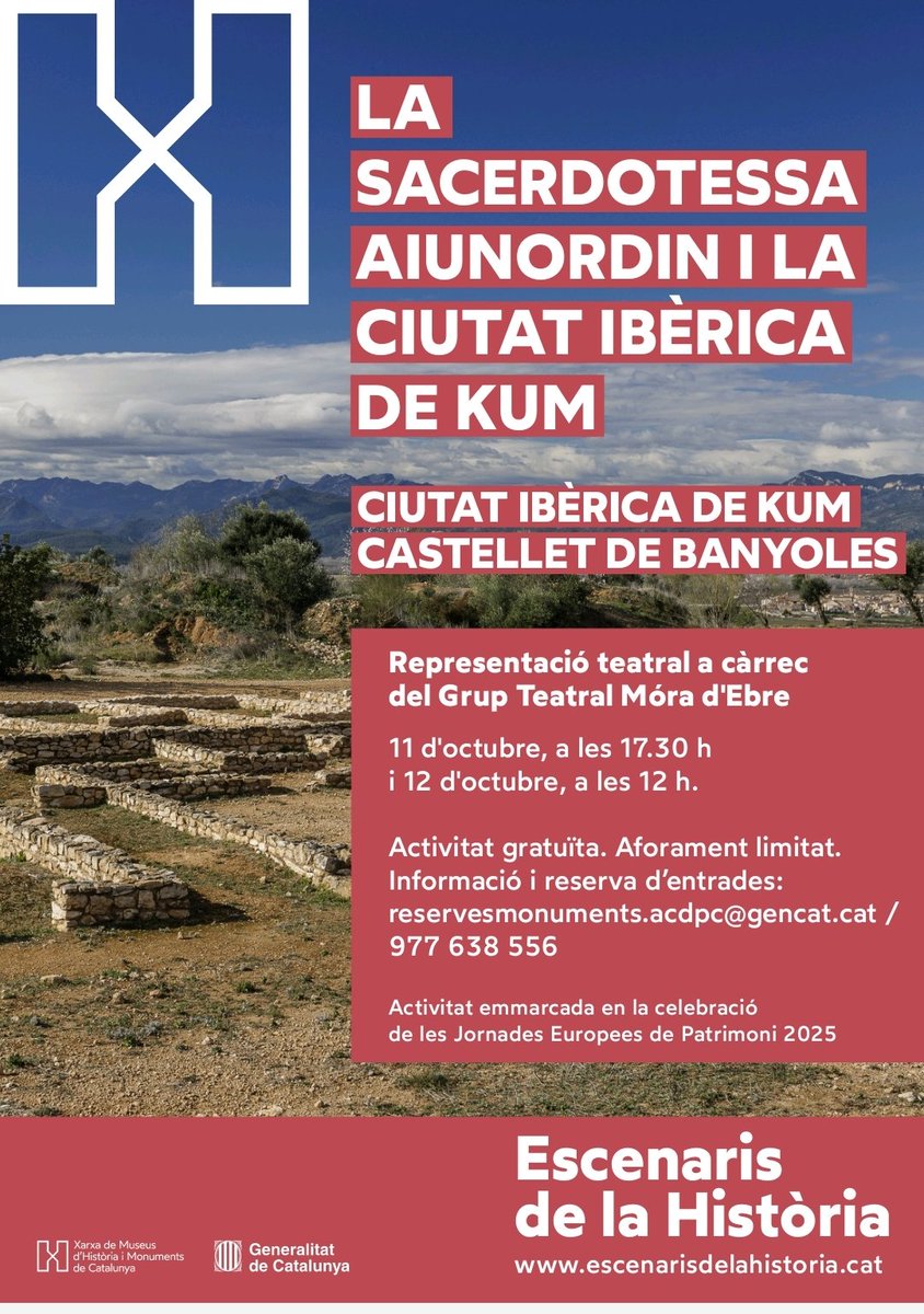 11 i 12 d'octubre  amb el #GrupteatralMoradebre, al poblat ibèric #CastelletdeBanyoles a #Tivissa,  #JornadesEuropeesdePatrimoni #Escenarisdelahistòria  <a href="/patrimonigencat/">Patrimoni cultural</a>