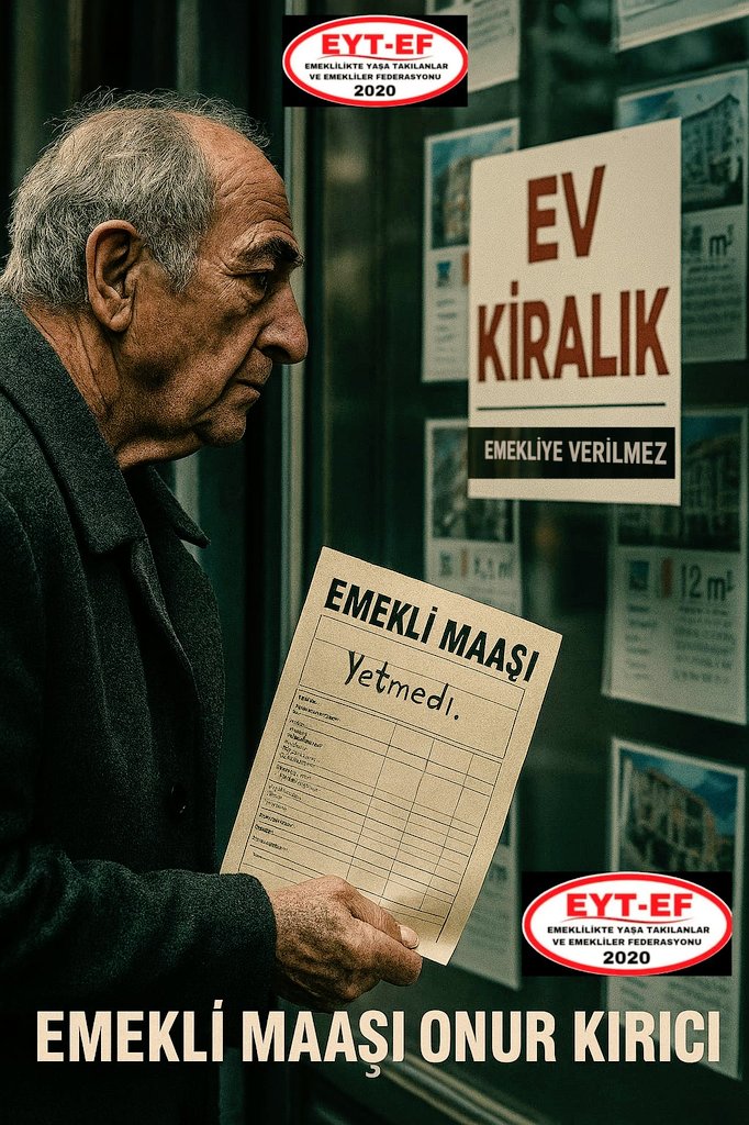 TAG
👇
#EmekliMaaşıOnurKırıcı

Yıllarca ülkesine hizmet etmiş milyonların en temel hakkıdır İnsanca Yaşamak !

Bugün açlık sınırının altında yaşamaya zorlanan #Emekli ye yapılan sadece Adaletsizlik değil;

ONUR ihlalidir !

#5000KısmininOnurunuKırdınız
<a href="/RTErdogan/">Recep Tayyip Erdoğan</a>
<a href="/isikhanvedat/">Prof. Dr. Vedat Işıkhan</a>