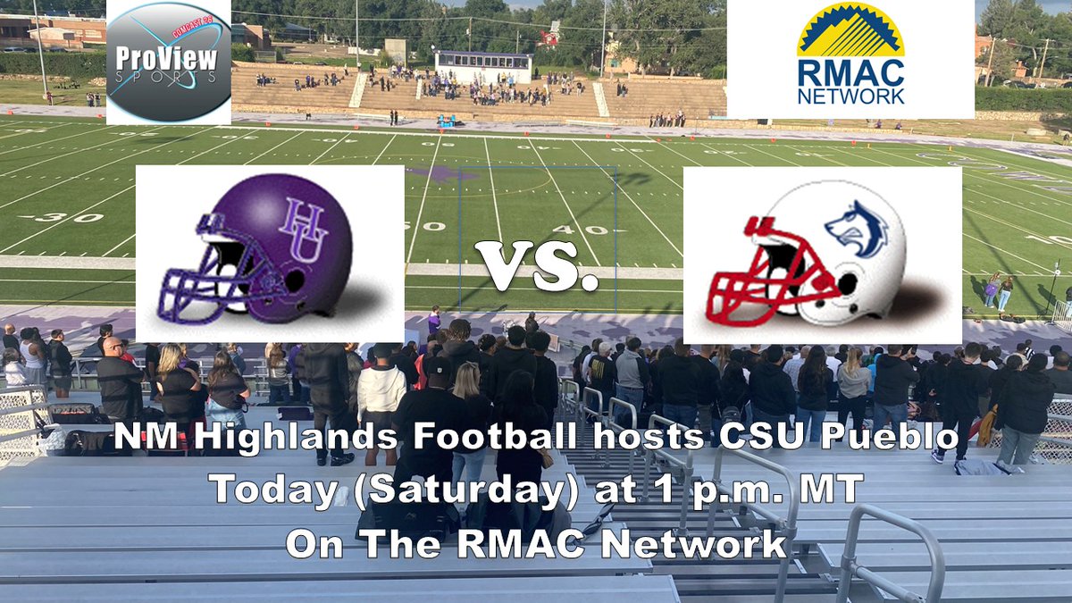 College Football, New Mexico Highlands vs. CSU Pueblo Today (Saturday) at 1 p.m. MT with <a href="/ScottGaletti/">Scott Galetti</a> and Roman Romero on The RMAC Network.
Broadcast link below.
rmacnetwork.com/nmhighlands/?B…