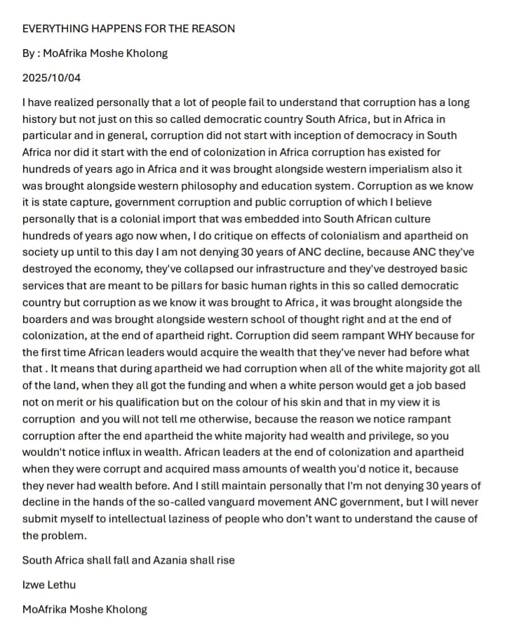 Decolonize Your Mindset MoAfrika <a href="/BRICSinfo/">BRICS News</a> <a href="/EmbassyofRussia/">Russian Embassy in South Africa 🇷🇺</a> <a href="/LetlapaMphahlel/">Letlapa Mphahlele</a> <a href="/MYANC/">ANC - African National Congress</a> <a href="/IranObserver0/">Iran Observer</a> <a href="/CyrilRamaphosa/">Cyril Ramaphosa 🇿🇦</a> <a href="/elonmusk/">Elon Musk</a> <a href="/BBCWorld/">BBC News (World)</a> <a href="/mfa_russia/">MFA Russia 🇷🇺</a> <a href="/ChinaDaily/">China Daily</a> <a href="/DonaldJTrumpJr/">Donald Trump Jr.</a> <a href="/DA_GPL/">Democratic Alliance Gauteng Legislature</a> <a href="/EFFSouthAfrica/">Economic Freedom Fighters</a> <a href="/georgegalloway/">George Galloway</a> <a href="/ProfPLOLumumba/">PLO Lumumba</a> <a href="/vladimirputiniu/">Vladimir Putin News</a> <a href="/DPRK_News/">DPRK News Service</a> Izwe Lethu MoAfrika