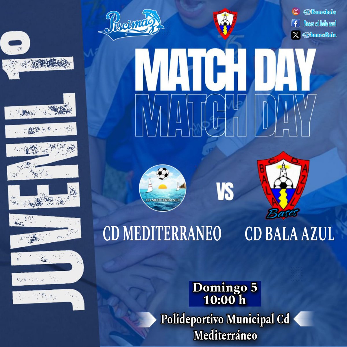 JUVENIL | PRIMERA JUVENIL GRUPO 1
JORNADA 4

🗓️ Domingo 5 | 10:00 h
🏟️ Polideportivo Municipal Cd Mediterráneo 
⚽ @cdmediterraneo1986 Vs <a href="/basesbala/">Bases Cd Bala Azul</a> JUVENIL

#VamosBala #BasesBala #PrimeraJuvenil #tiburones  #jornada4