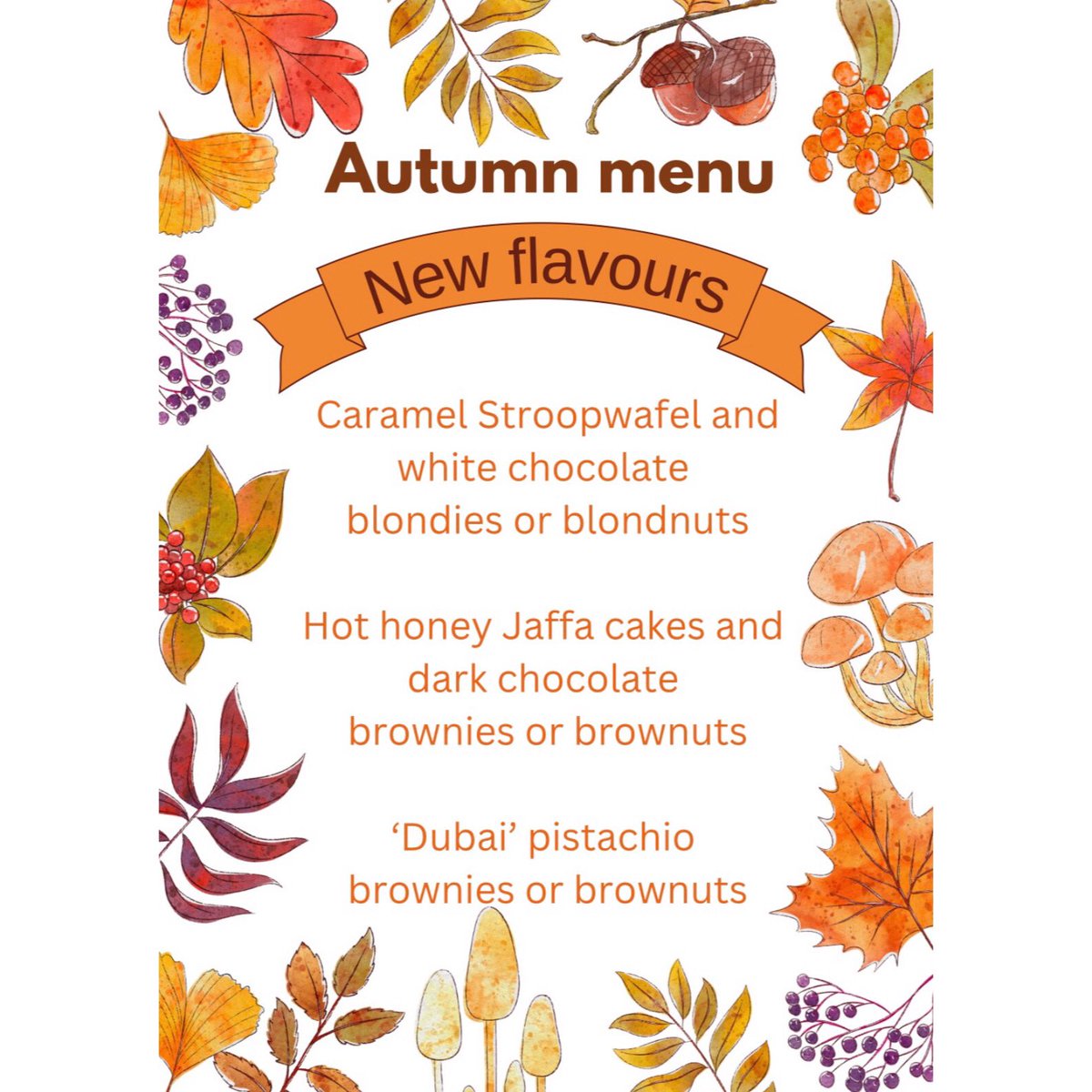 alwaystimefora's tweet image. Hot honey Jaffa cake brownies will be one of my new flavours from my Autumn menu on sale today at Radcliffe artisan market, 10-2.30pm 😊 #autumnmenu #brownies #hothoney #jaffacakes #chilli #homebaking #treat #tasty #whitefield #prestwich #sunnybank #radcliffe #unsworth #bury