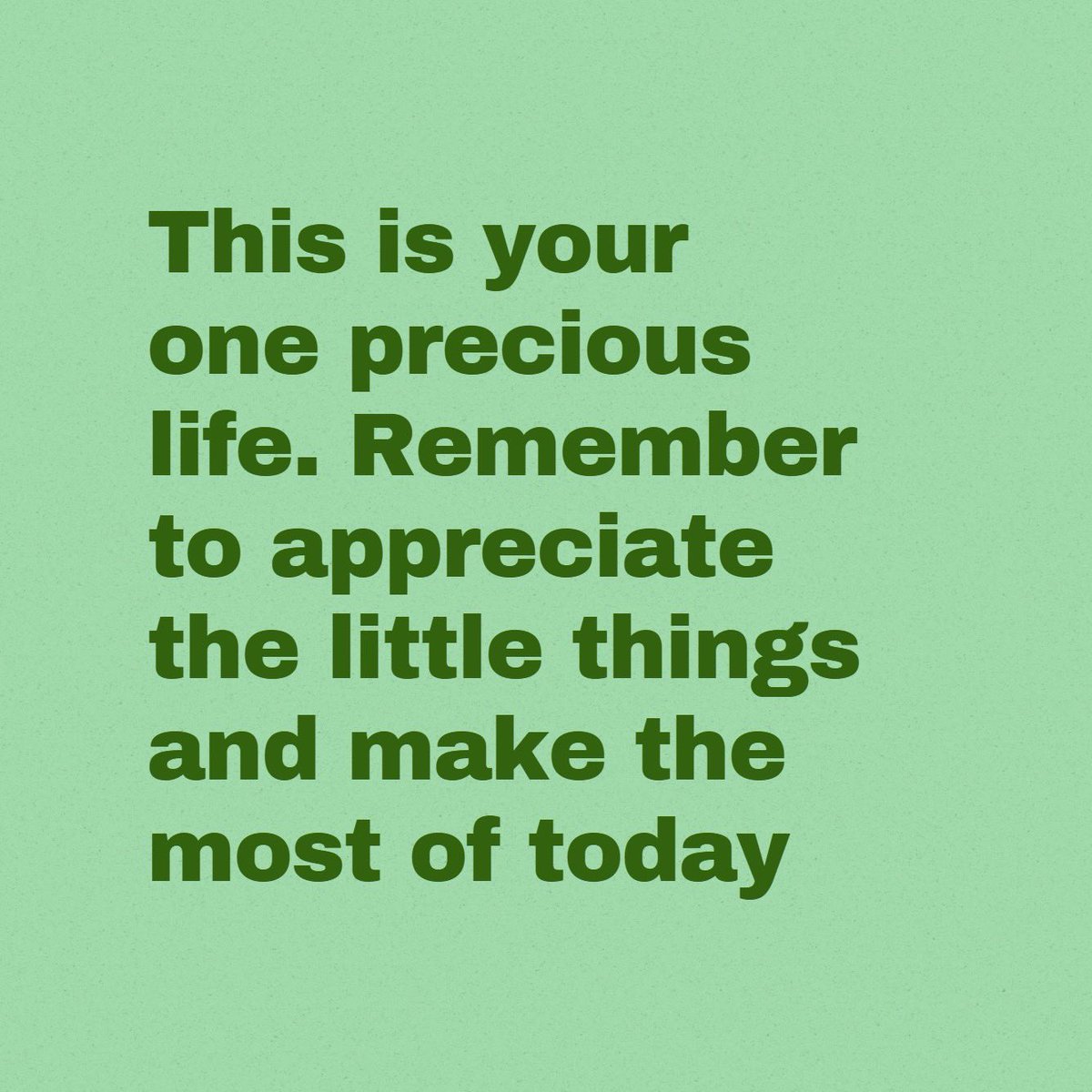 This is your one precious life. Remember to appreciate the little things and make the most of today