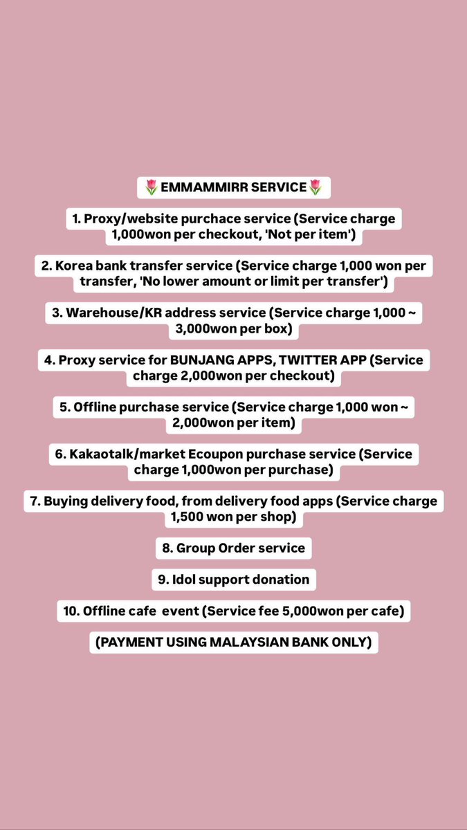 Open as always😊

KR proxy🇰🇷🇲🇾
4 October rate
1,000won = RM3.20

#pasarblackpink #pasarTREASURE #pasarENHYPEN #pasarNCTmy #pasarstraykidsMY #pasarBts #pasarbtsmy #pasartxtmy #pasarivemy #pasarSKZMY #krproxy #malaysiakoreaproxy #mykr #malaysiakoreabanktransfer #pasarplaveMY