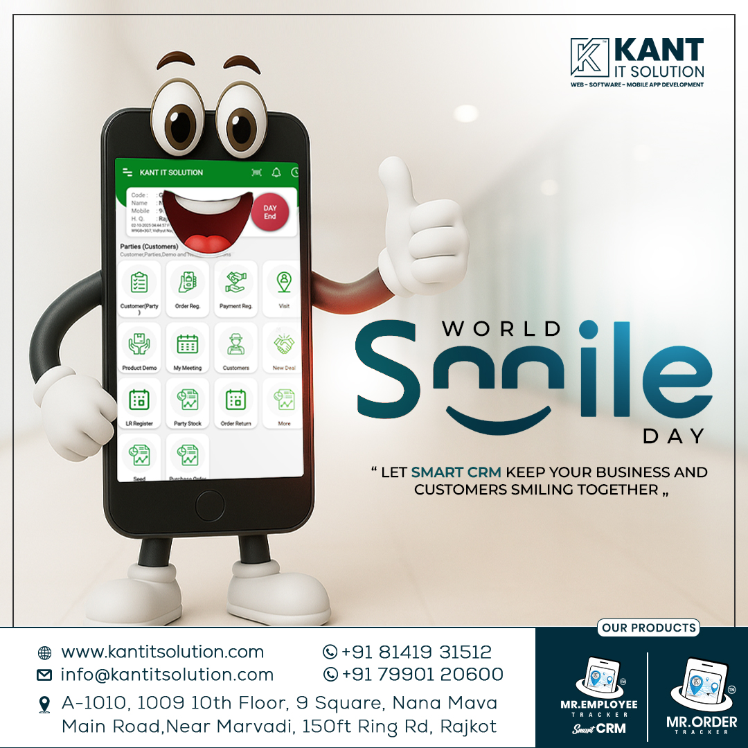 Kantsolution's tweet image. 😃✨ Innovation with a smile—that’s what we believe at Kant IT Solution! 💼🌍
.
#WorldSmileDay #smile #behappy #smileeveryday #SmartGrowth #SmileWithTech #CRM #crmsoftware #kantitsolution