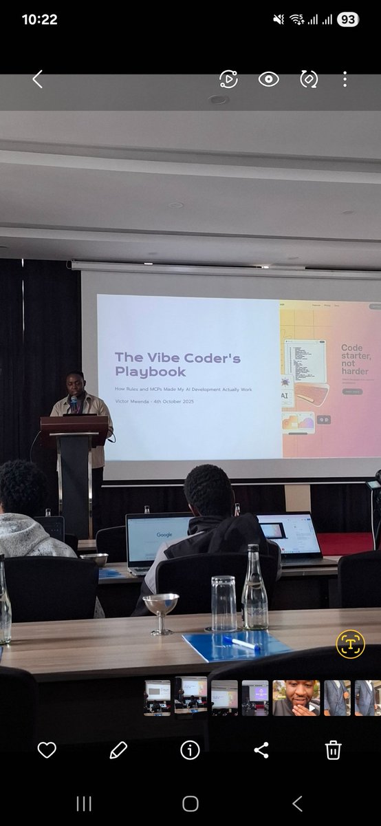 HawiCaesar's tweet image. @renderconke Victor Mwenda show casing a vibe coding playback