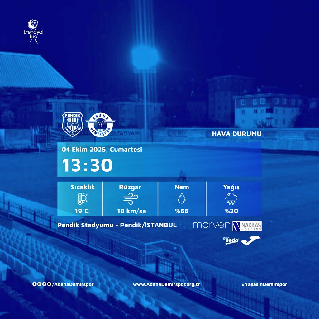 OOzelyavuz1940's tweet photo. 🌤 Karşılaşmanın oynanacağı saatlerde hava durumu... 🩵💙⚡️
#PENvADS
#AdanaDemirspor
#YaşasınDemirspor https://t.co/ICr5OyeMbx