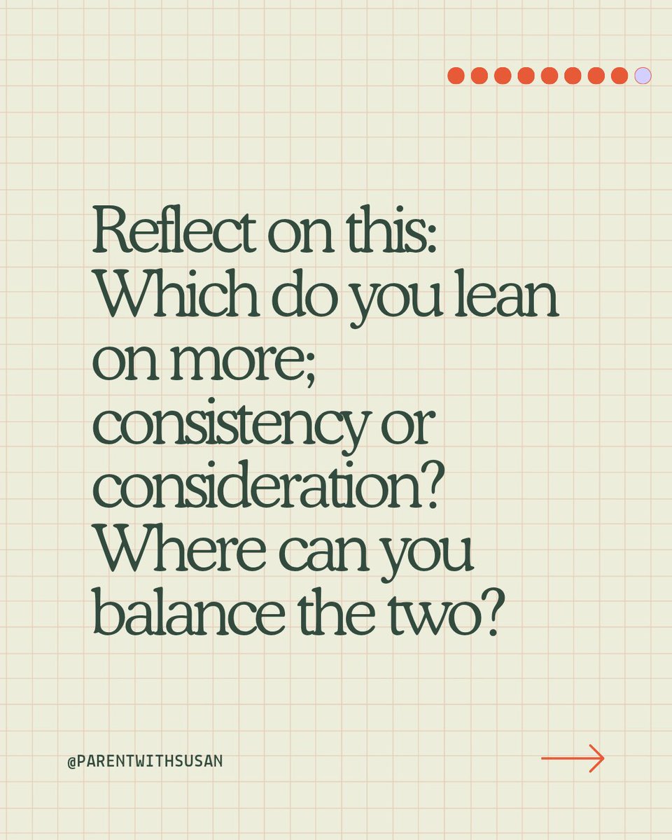 ParentWithSusan's tweet image. Reflection: Do you lean more on consistency (structure) or consideration (empathy)? The balance is where kids thrive; when they know they’re both secure and understood.

#ParisFashionWeek #ParentingWithSusan #ConsistentParenting