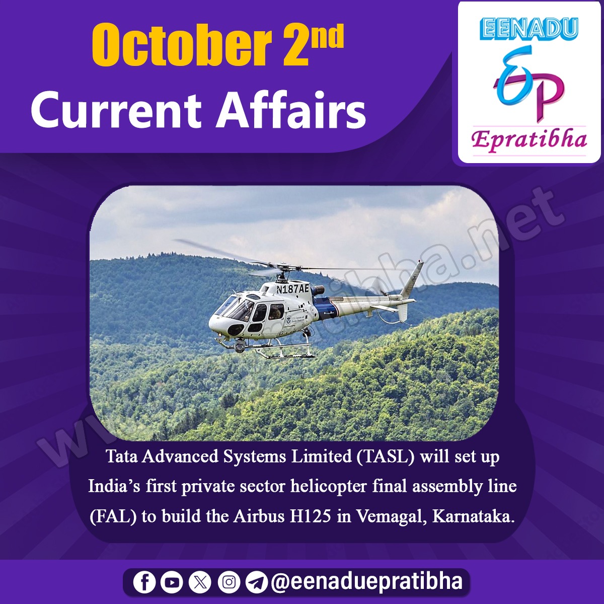 eenaduepratibha's tweet image. October 2nd Current Affairs
visit: epratibha.net                                                       #nonviolence #ashwinivaishnav #pandit #mirabhai #efta #gst #helicopter #centralgovernmentjobs #appsc #upsc #tspsc #police #ssc #eenadu #epratibha #eenaduepratibha