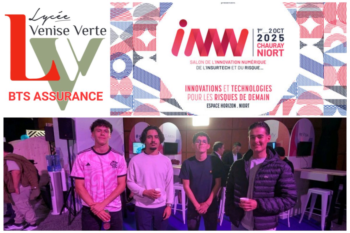 Les étudiants du BTS #Assurance du lycée <a href="/LvvNumerique/">LvvNumerique</a> <a href="/NiortAgglo/">Niort Agglo</a> ont participé au  salon de l’innovation numérique, de l’insurtech et du risque   #INNN
➡️ Innovation IA &amp; Numérique 💡🤖 : des conférences riche sur les  nouveaux enjeux de l’assurance connectée 
<a href="/salliouxbel/">Sallioux</a>