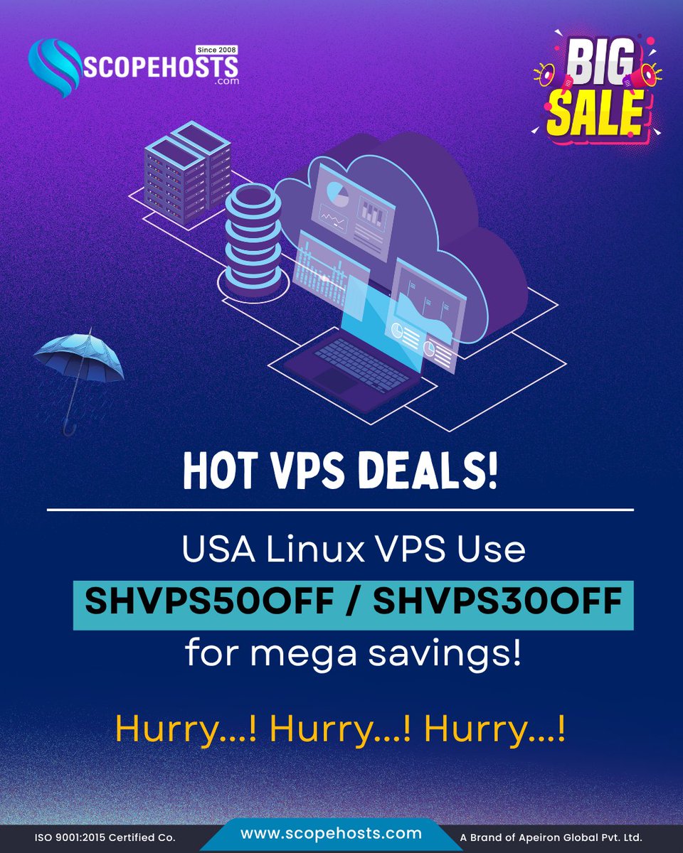 ScopeHosts's tweet image. Mega USA VPS Deal!
Linux VPS 🇺🇸 – 50% OFF / 30% OFF recurring
Grab it with SHVPS50OFF / SHVPS30OFF
#Scopehosts #VPSHosting #LinuxVPS #CloudTech #WebHosting