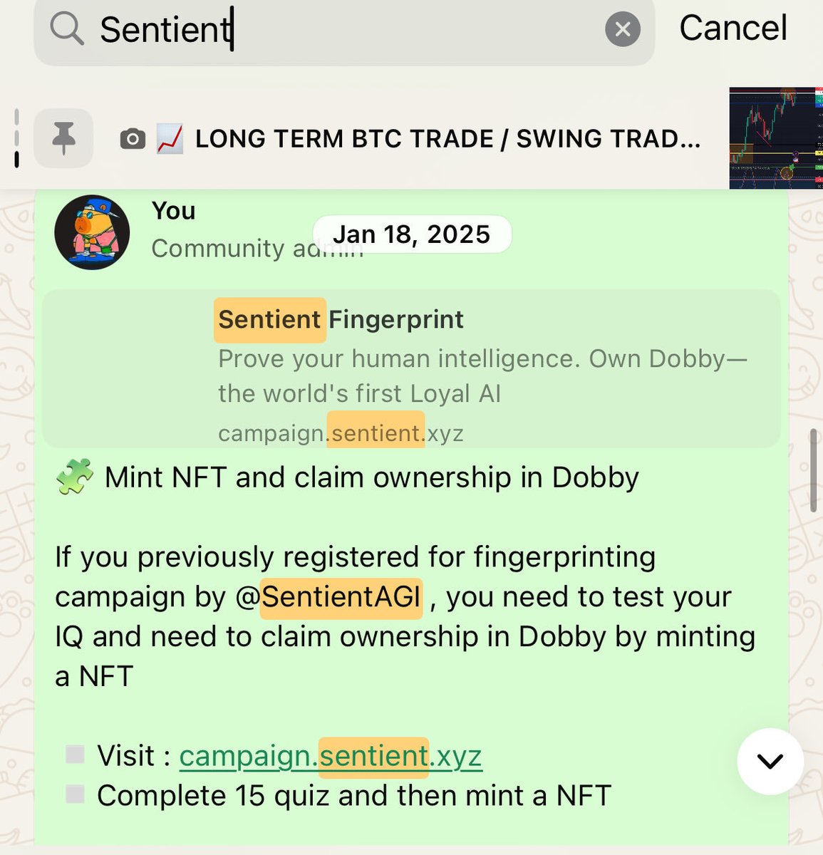 How early are you on <a href="/SentientAGI/">Sentient</a>?

Me: I was here before the noise 

I gave Sentient to my community January 9th of this year and we’ve being clicking since then. 

I might just be one of the earliest to see where this is heading.

Joined the waitlist then and we also minted the
