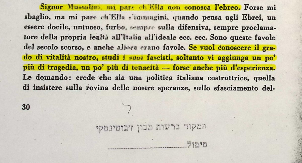 Incredibile la saldatura ebrei-fascisti. 
Aveva ragione Jabotinsky quando faceva i pompini epistolari al duce.