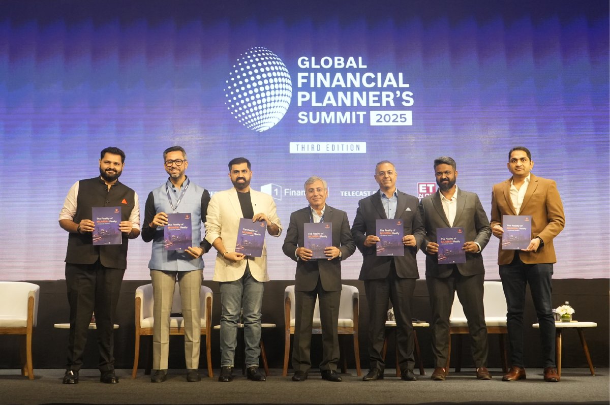1FinanceHQ's tweet photo. The Reality of Mumbai Realty - Volume 2 (October 2025) was unveiled at #GFPS2025 - a collaborative effort between @NaredcoMaha, and 1 Finance, offering an in-depth analysis of the Greater Mumbai real estate market.

The report examines key themes shaping the city’s property landscape from the influence of government policies to the growing premium on housing affordability, delivering insights that enable investors, advisors, and developers to make informed, future-ready decisions.

Following the launch, an engaging discussion unfolded with Sanjay Dutt (MD & CEO, TATA Realty and Infrastructure Ltd. & Sr. VP, @NaredcoMaha), Kamlesh Thakur (Co-Founder & MD, Srishti Group & VP, @NaredcoMaha), @kevalb26 (CO-Founder & CEO, 1 Finance) and other distinguished industry leaders including @pkkataria, Ridham Gada, Vikas Jain, Maulik Dave and Karan Villaitramani.

Together, they explored the evolving dynamics of Mumbai’s real estate ecosystem, from REITs and developer sentiments to the shifting realities of urban growth and investment opportunities.

Read the full report here: https://t.co/Ei0WM7Dq8P