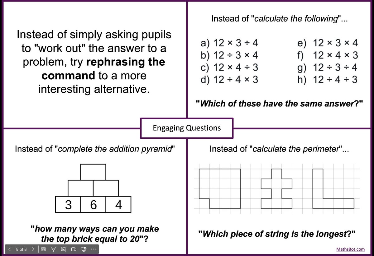 StudyMaths's tweet image. A slight change of wording is a quick win to ask more engaging questions.

mathsbot.com/cpd