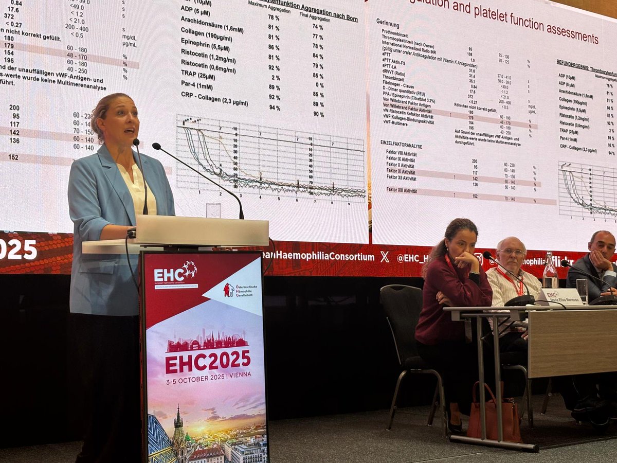 EHC_Haemophilia's tweet photo. Johanna Gebhart is putting the spotlight on the heterogeneity and the importance of removing the veil of the unknowns related to the #BleedingDisorderofUnknownCause, a topic that should be taking more space in clinical and general bleeding disorders discussions. 💬 #EHC2025 #BDUC https://t.co/7c4Sazr945