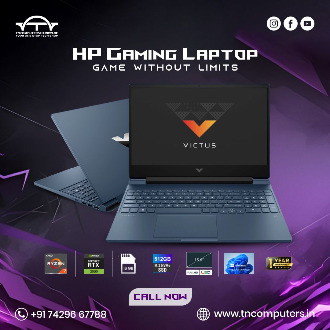 Tncomputerstech's tweet image. 🔥 HP Victus Gaming Laptop – Game Without Limits!
Powered by Ryzen 7 + RTX 2050
📍 16GB RAM | 512GB SSD | 15.6&quot; FHD
🖥️ Windows 11 | 1 Year Warranty

👉 Call: +91 74296 67788
🌐 tncomputers.in

#HPVictus #GamingLaptop #RTX2050 #Ryzen7