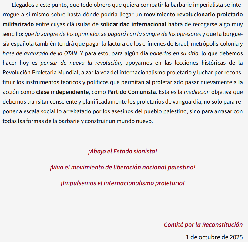 "𝑷𝒐𝒏𝒆𝒓𝒍𝒐𝒔 𝒆𝒏 𝒔𝒖 𝒔𝒊𝒕𝒊𝒐"
Nueva octavilla del Comité por la Reconstitución.
"La sangre de los oprimidos se pagará con la sangre de los opresores"
¡𝐈𝐌𝐏𝐔𝐋𝐒𝐄𝐌𝐎𝐒 𝐄𝐋 𝐈𝐍𝐓𝐄𝐑𝐍𝐀𝐂𝐈𝐎𝐍𝐀𝐋𝐈𝐒𝐌𝐎 𝐏𝐑𝐎𝐋𝐄𝐓𝐀𝐑𝐈𝐎!
reconstitucion.net/Documentos/Pan…
