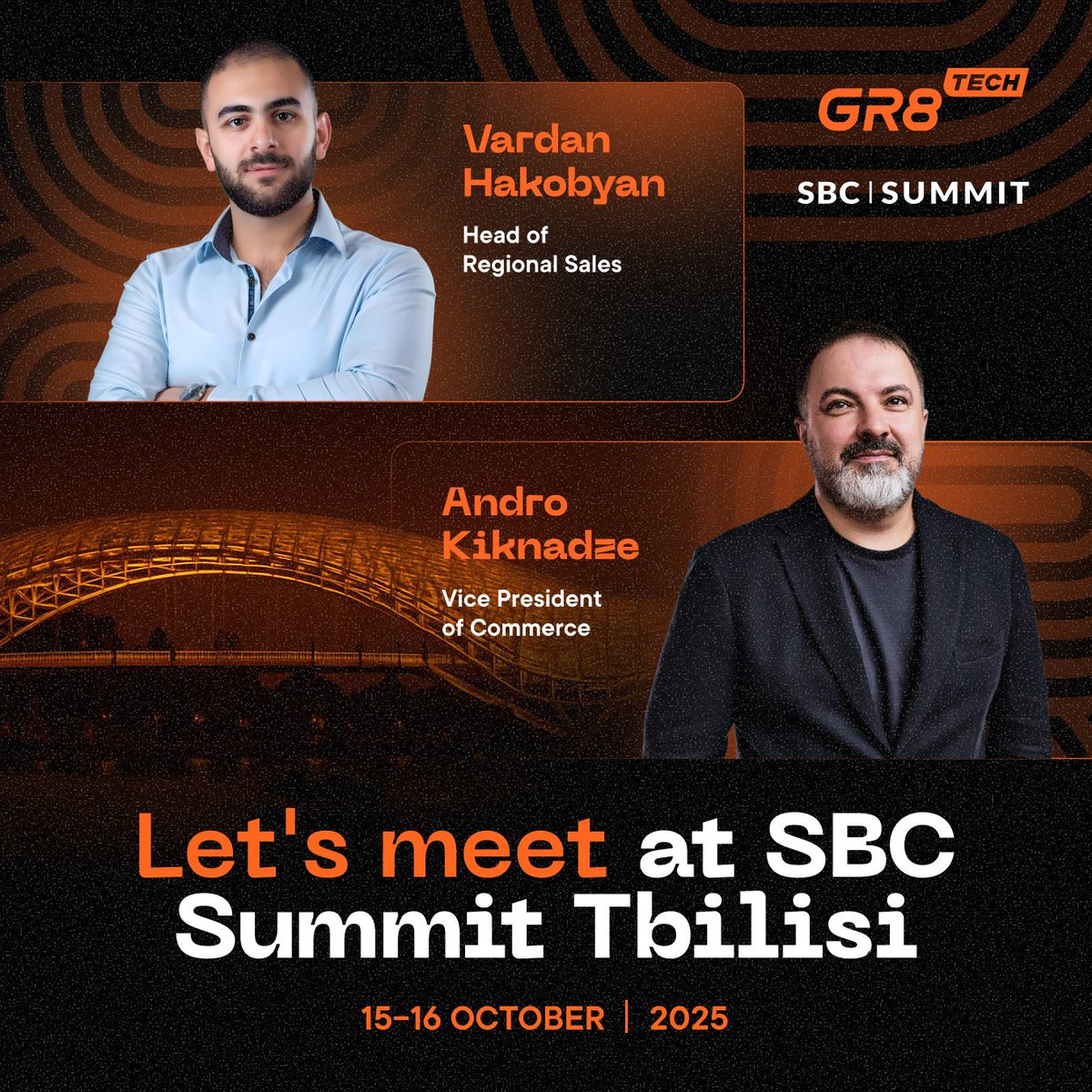 🇬🇪 GR8 Tech at SBC Summit Tbilisi

On October 15–16, our team will be heading to Georgia to connect with operators and partners on the future of iGaming in the region.

🤝 Book your meeting now: eu1.hubs.ly/H0nwSvB0 
#GR8Tech #SBCTbilisi #iGamingEvents #PlatformForChampions