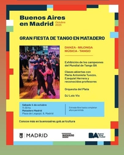 mataderomadrid (@mataderomadrid) on Twitter photo 🎶Hoy #PlazaMatadero se transforma en una gran pista de baile al compás del tango. Habrá música en vivo de La Orquesta del Plata y exhibición de los campeones del Mundial de Tango de Buenos Aires⤵️
mataderomadrid.org/programacion/b…
¡Os esperamos desde las 11:30h en #MataderoMadrid! 🎶Hoy #PlazaMatadero se transforma en una gran pista de baile al compás del tango. Habrá música en vivo de La Orquesta del Plata y exhibición de los campeones del Mundial de Tango de Buenos Aires⤵️
mataderomadrid.org/programacion/b…
¡Os esperamos desde las 11:30h en #MataderoMadrid!