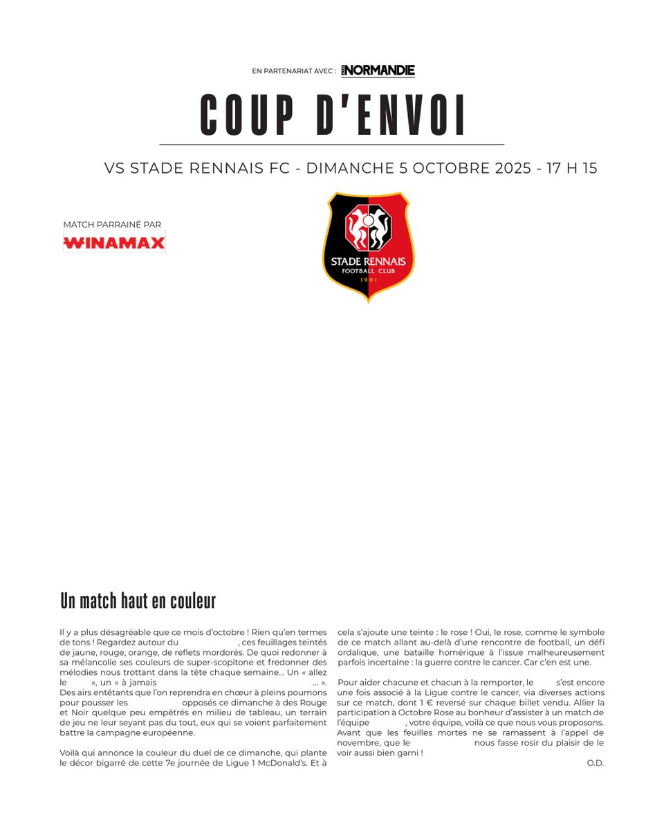 Tic et T'Hac (@tic_et_thac) on Twitter photo La une du nouveau "coup d'envoi" du H.... club dont on ne doit pas citer le nom.
Conformément à la politique de la <a href="/LFPfr/">Ligue de Football Professionnel</a> , toute référence au club, ses couleurs ou son stade a été volontairement effacée. Bonne lecture. La une du nouveau "coup d'envoi" du H.... club dont on ne doit pas citer le nom.
Conformément à la politique de la <a href="/LFPfr/">Ligue de Football Professionnel</a> , toute référence au club, ses couleurs ou son stade a été volontairement effacée. Bonne lecture.