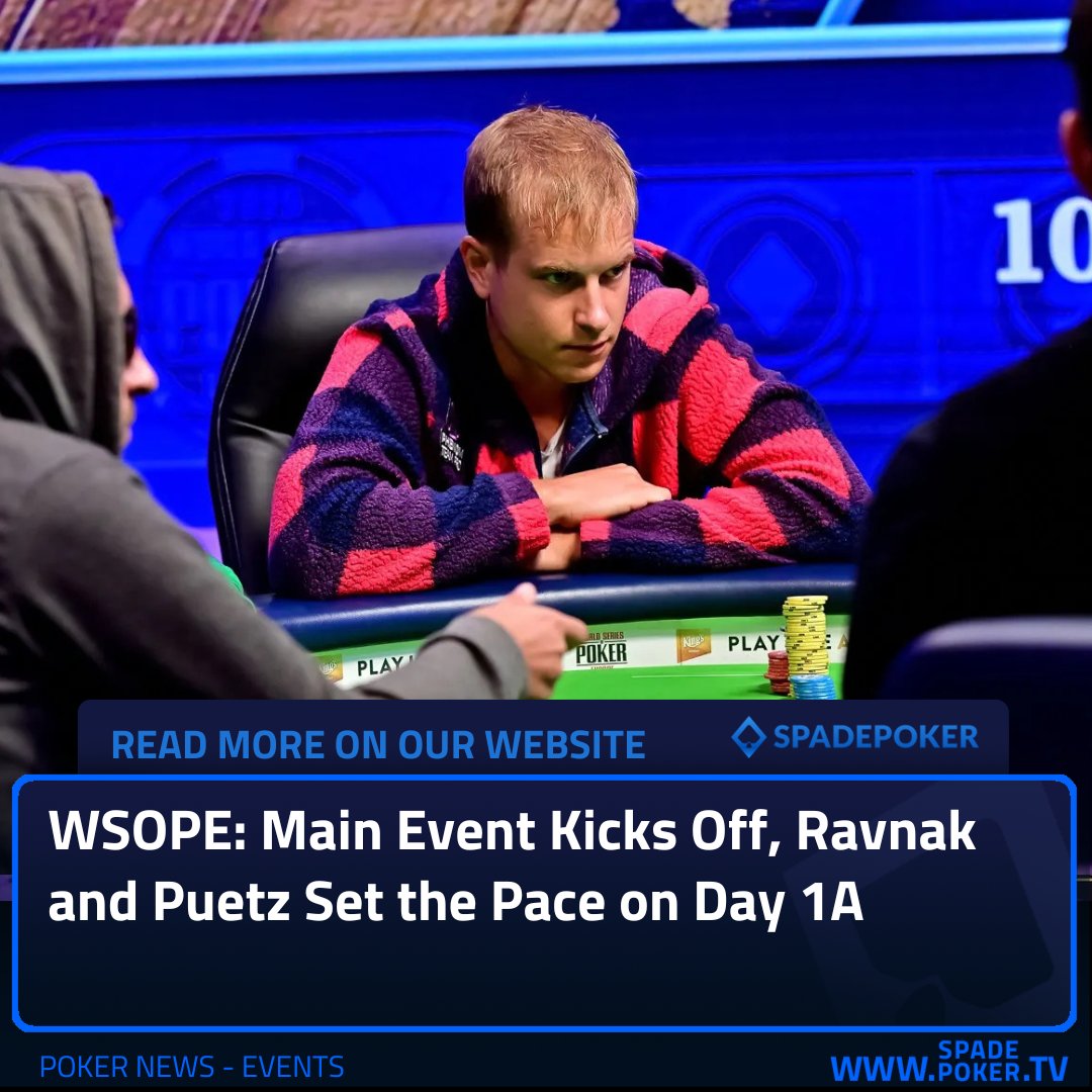 SpadepokerTV's tweet image. WSOPE Main Event is on! Day 1A: 462 entries, 304 through. Leaders: Christopher Puetz 679k, José Gomez Casillas 665.5k. Isildur1 306.7k, Shaun Deeb 270.4k; Martin Kabrhel out. Day 1B today 12:00, streams 16:30. ♠️🎥 #WSOPE #SpadePoker

 spadepoker.tv/en/news/wsope-…