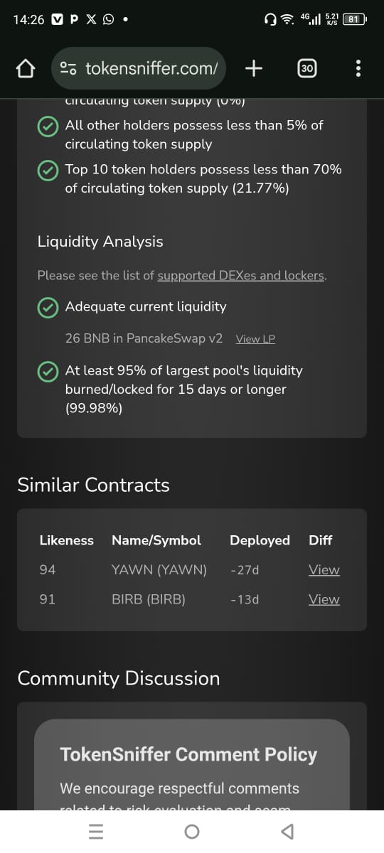 Web3Specialist1's tweet image. Trust &amp;amp; Security Angle
🛡️ BREAKING: $MUMU just scored a PERFECT 100% on @TokenSniffer!
✅ No hidden risks
✅ Fully audited contract
✅ Community-owned &amp;amp; transparent
This is what REAL projects look like in the BSC space.
Are you still holding rugs? 👀
#MUMU #BSC #BNB