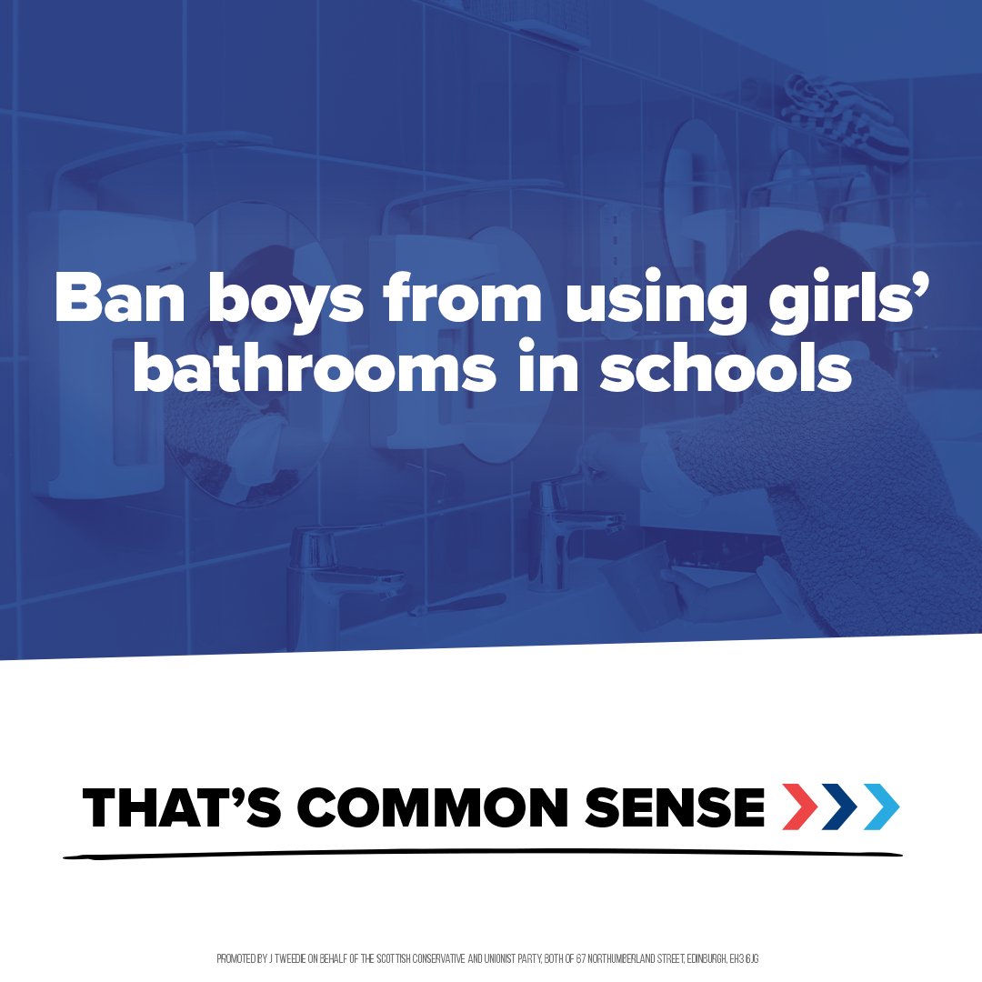 ScotTories's tweet photo. Not only is this common sense, it’s also the law.

Why can’t John Swinney understand that boys should not be in girls’ bathrooms? https://t.co/GzkuECJnQY