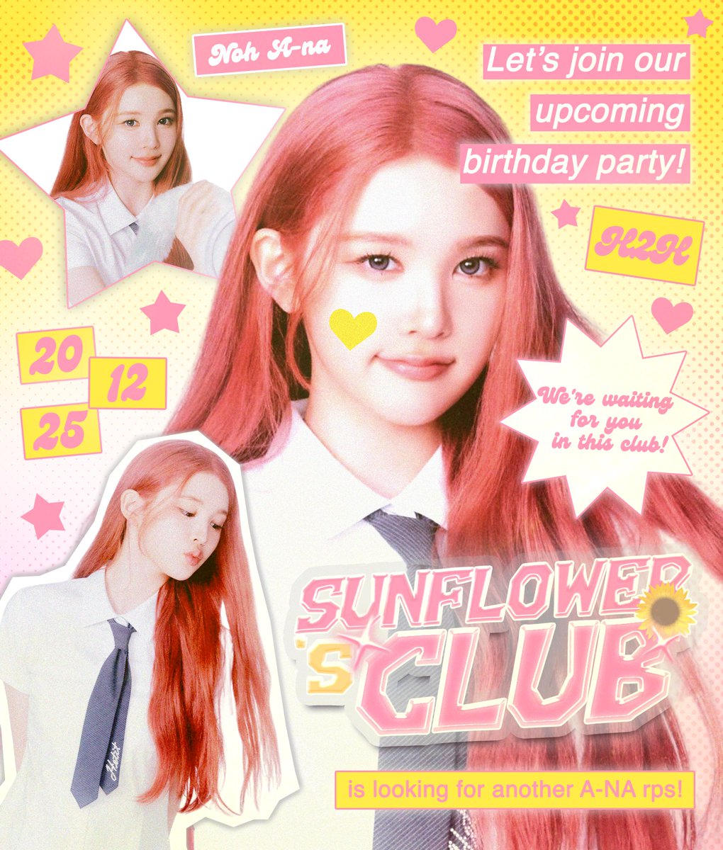 Repost would be greatly appreciated! SunflowersClubs is welcoming another 𝗡𝗼𝗵 𝗔-𝗻𝗮 rps to join our club and celebrate at our upcoming birthday party! We’re also excited to meet OA/SQ who’d love to be our friends. 🌻