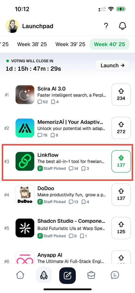 cloumcloumcloum's tweet image. Linkflow just made it to 3rd place on the @Peerlist podium! 🥉
Thanks a ton for all your feedback and upvotes: you made it happen!
Now I need your help to keep the spot!