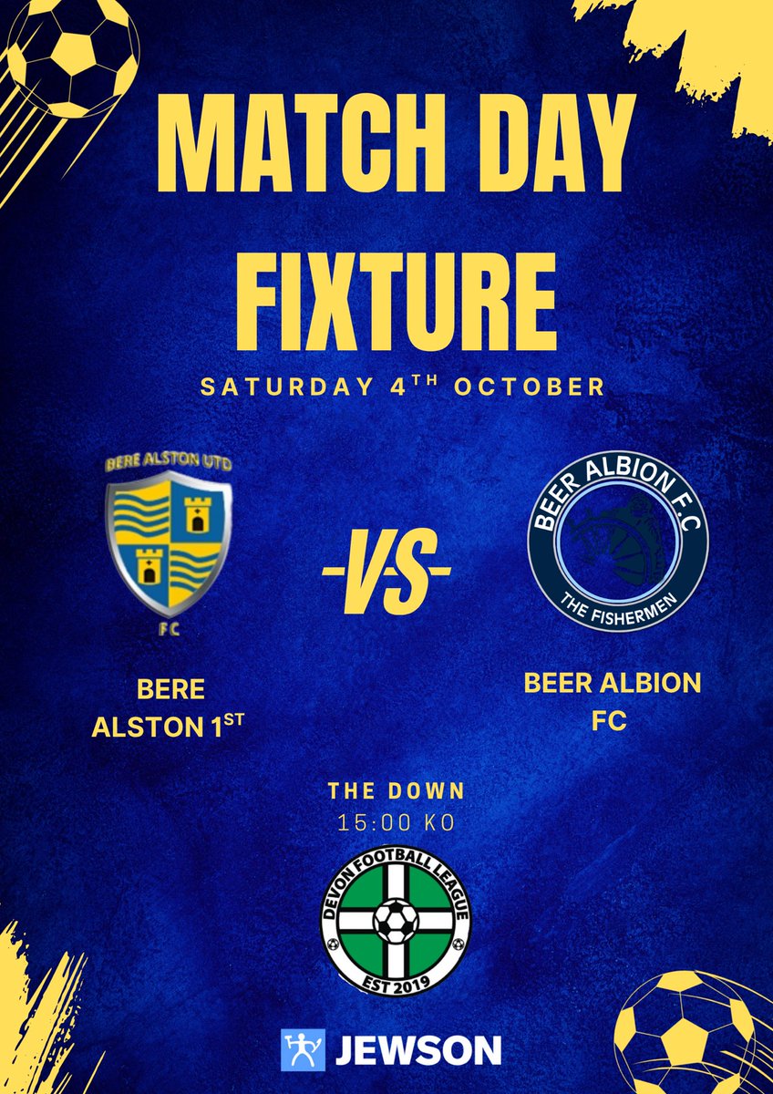 Match Day 

1st Team are home to <a href="/BeerAlbionFC/">Beer Albion FC</a> in the battle of the “Bere” 

2nd Team are away to Kingsbridge And Kellaton Football Club 

Good luck to both teams 🔵🟡⚽️